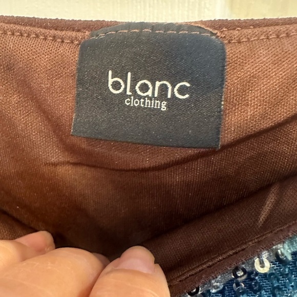 BLANC 2 Piece Maxi Blue Silver Maroon Geo Patterned Sequins Women’s Size XS/S - Picture 7 of 11